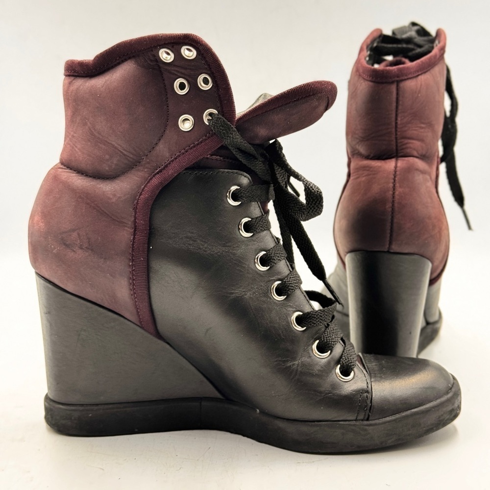 See by Chloe Leather Hightop Sneaker Wedge Booties Size 6
